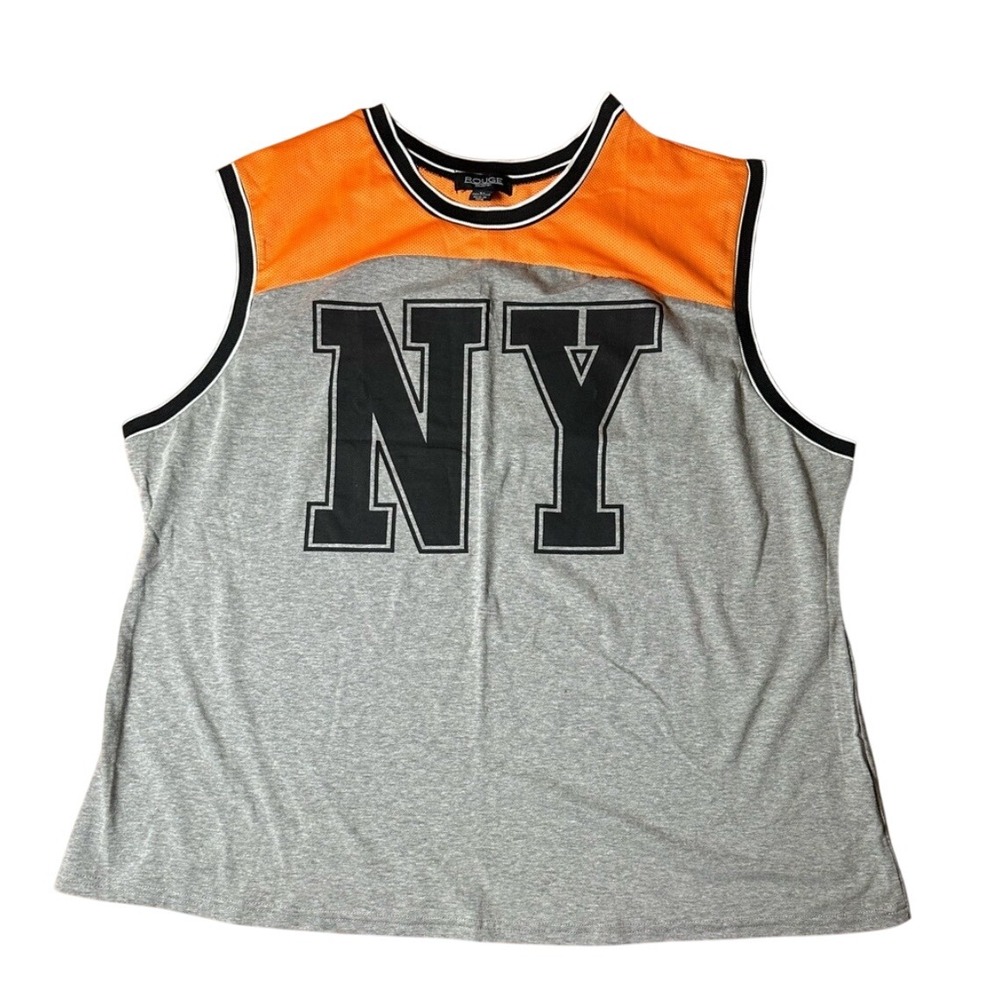 Rouge Collection Men's 4X Tank Top NY Orange Gray Sleeveless Shirt‎